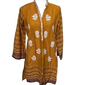 Junaid Jamshed Womens J. PRET Mustard Yellow Top Kurta Tunic Size M 12